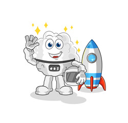 cloud astronaut waving character. cartoon mascot vector