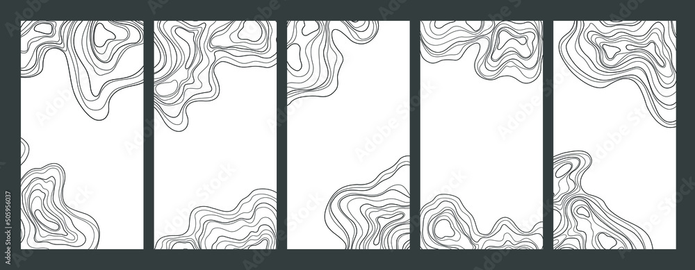 Wall mural abstract vector set of topographic map design elements.design for invitation, cover, flyer, card. te