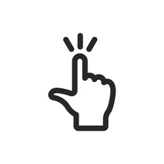 Clicking finger icon, Click vector pictogram. Hand pointer isolated on white background.