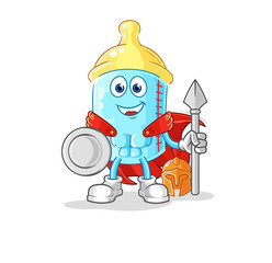 Obraz premium baby bottle spartan character. cartoon mascot vector