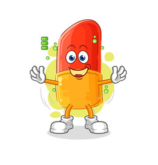 lipstick full battery character. cartoon mascot vector