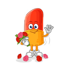 lipstick with bouquet mascot. cartoon vector