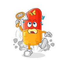 lipstick catch butterfly illustration. character vector