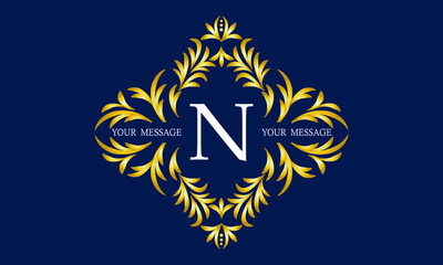 Elegant and stylish monogram with the letter N in the center and decorative elements. Luxury logo template.