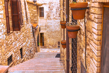 The Medieval religious christian town of Assisi in Umbria, Italy