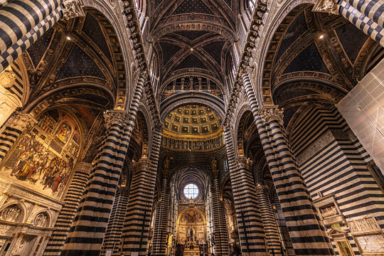 The Cathedral Of The Medieval City Of Siena In Tuscany, Italy