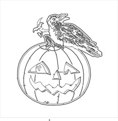 halloween pumpkin with a birds