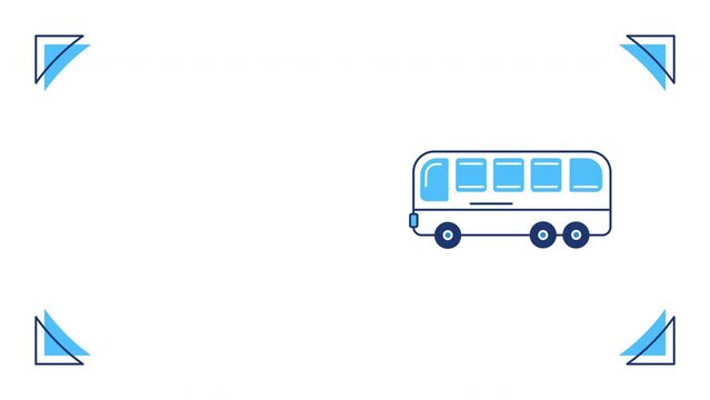 4k video of cartoon bus on white background.