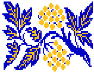 Set of traditional Ukrainian patterns in the colors of the flag of Ukraine. Elements of Ukrainian ornament