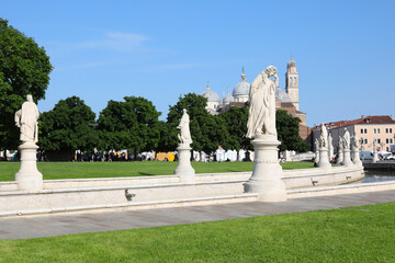 Obraz premium Prato della Valle in Padua City in ITALY is a public square with central island surrounded by many statues of famous historical figures