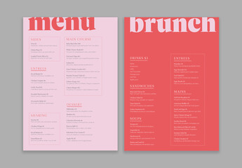 Bold Menu Layout with Pink and Orange Accent