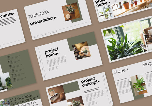 Minimal Presentation Layout with Green Accents