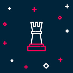 Line Chess icon isolated on blue background. Business strategy. Game, management, finance. Colorful outline concept. Vector