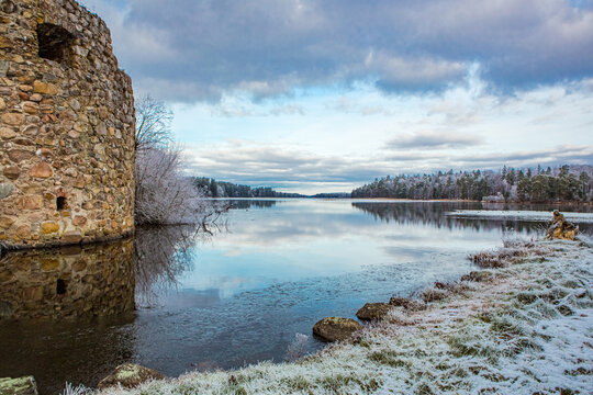 Kronoborg castle ruins in the winter in Vaxjo, Sweden