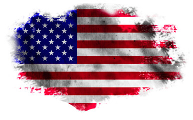 White torn background with flag of the United States of America. 3d illustration
