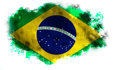 White torn background with flag of Brazil. 3d illustration
