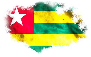 White torn background with flag of Togo. 3d illustration