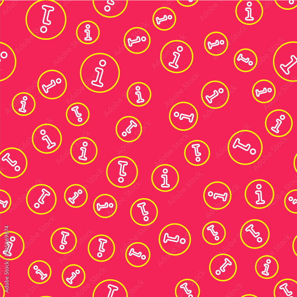 Poster line information icon isolated seamless pattern on red background. vector