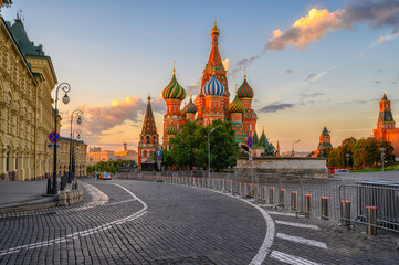Saint Basil's Cathedral and Red Square in Moscow, Russia. Architecture and landmarks of Moscow.