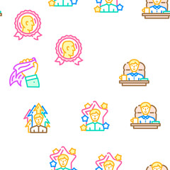 Naklejka premium Leadership Leader Business Skill Vector Seamless Pattern Color Line Illustration