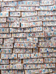 Fototapeta premium Car plate wall in Todos Santos, Mexico