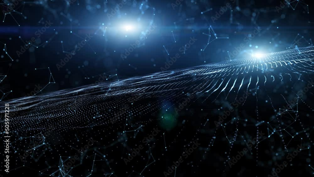 Poster futuristic digital technology network lines with glow light animation.