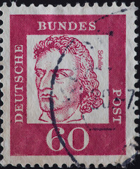 GERMANY - CIRCA 1961: a postage stamp from GERMANY, showing a portrait of the doctor, poet,...