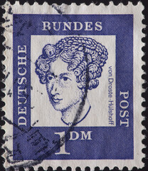 GERMANY - CIRCA 1961: a postage stamp from GERMANY, showing a portrait of the German writer and...