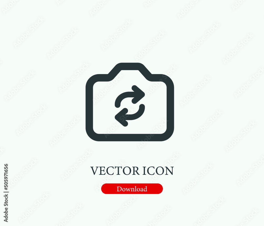 Poster camera vector icon. editable stroke. symbol in line art style for design, presentation, website or m