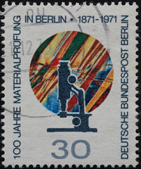 GERMANY-BERLIN - CIRCA 1971: a postage stamp from GERMANY-BERLIN, showing a microfracture...