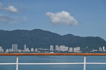 Georgetown, Penang Malaysia - May 19, 2022: A Cruise Trip around the Penang Island Onboard the Aegean Paradise Vessel