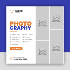 Digital photography services social media post template and web banner