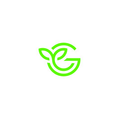 G leaf logo Design Template Vector Graphic Branding Element.

