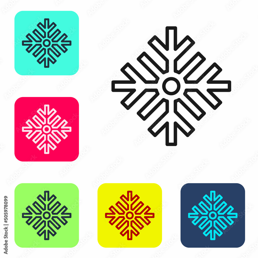 Poster black line snowflake icon isolated on white background. merry christmas and happy new year. set icon