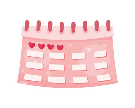 Pink Calendar With Hearts