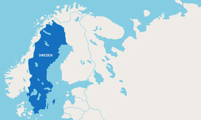 Vector scandinavian countries map. Sweden on world map.Sweden colored differently from other countries. 