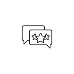 Fototapeta premium Monochrome outline sign drawn with black thin line. Modern symbol suitable for advertisement, web sites, stores. Vector line icon of stars inside of speech bubble