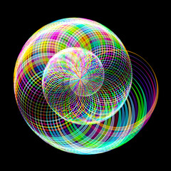 Colored spiral on black background. Illustration.