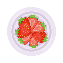 strawberries cut in dish