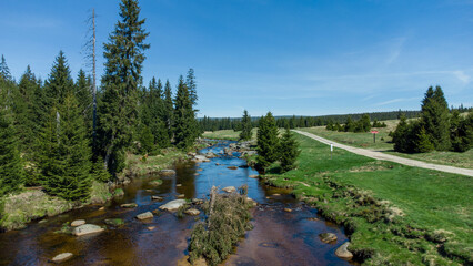 Izera river in mountains Izery on border area between Czech Republic and Poland
