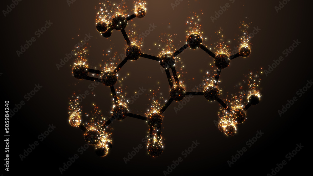 Wall mural caffeine molecule. caffeine is a drug that stimulates the activity of your brain and nervous system 