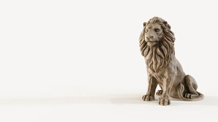 Lion on white background 3d Rendering