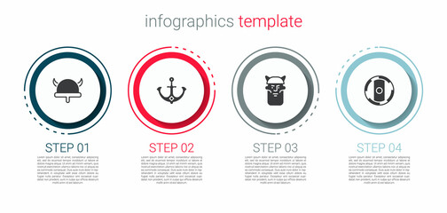 Set Viking in horned helmet, Anchor, head and Shield viking. Business infographic template. Vector
