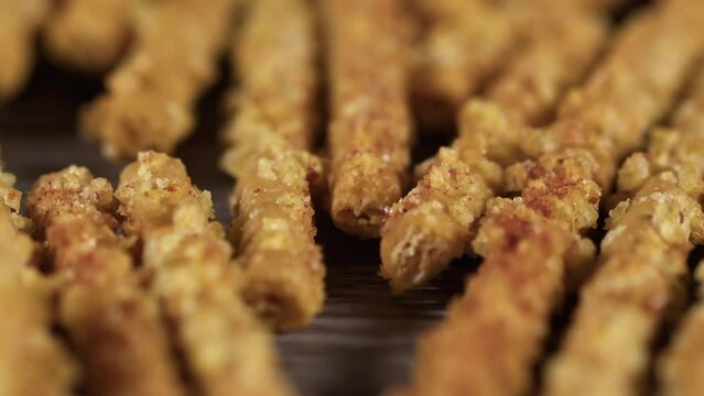 Camera Moves on Toasted Stick Pretzels Cracker Footage.