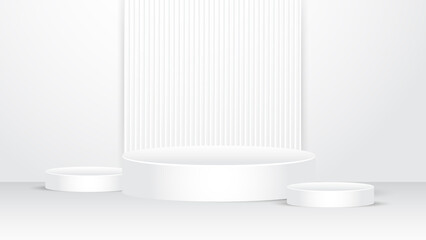 White abstract background vector, stage podium abstract background for presentation
