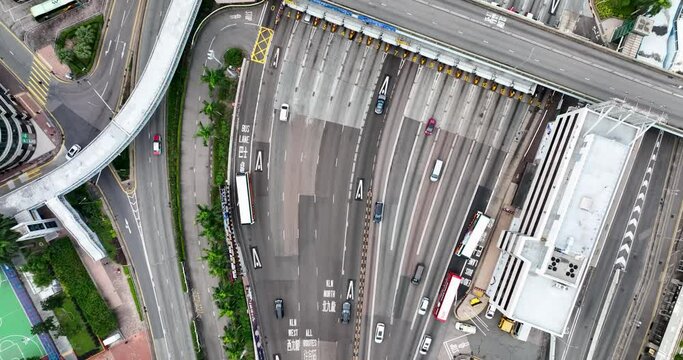 Top down view of Hong Kong cross harbor tunnel
