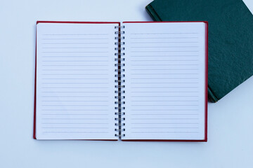 Notebooks on white background. Top view