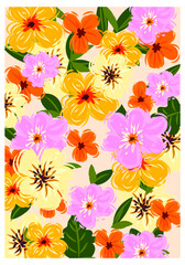 Obraz premium Contemporary tropical,botanical,exotic pattern vector illustration background. Modern floral with Hawaiian motive.