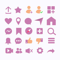 Media social flat icon vector illustration for property your content with purple colour