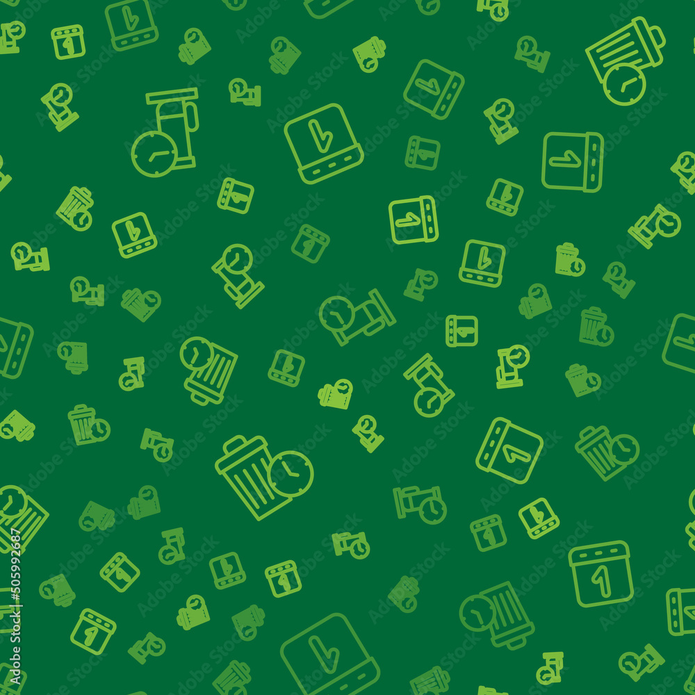 Poster set line time to sleep, waste of time and calendar on seamless pattern. vector